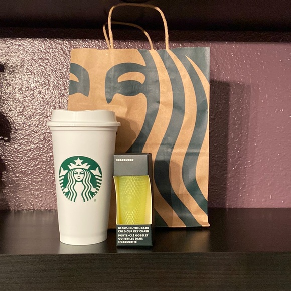 Starbucks 2022 Glow In The Dark Studded Tumbler Key Chain & Reusable Cup Bundle